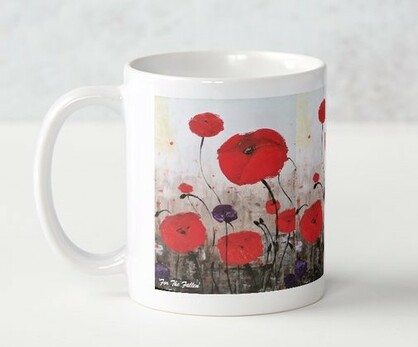 For The Fallen - Ceramic Mug - Designed From Original Anzac Day Artwork - Red Poppies