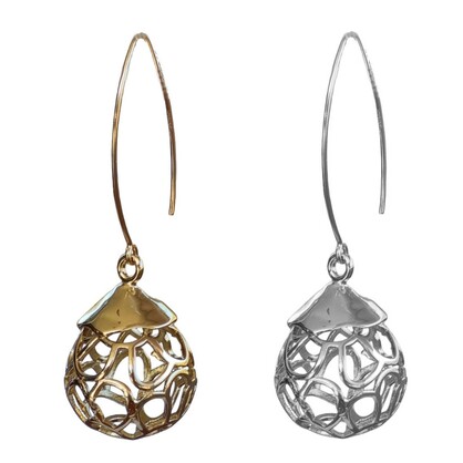 Baroque wire ball Earrings Sterling Silver or 14k Gold filled Earwires