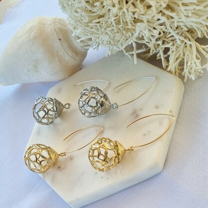 Baroque wire ball Earrings Sterling Silver or 14k Gold filled Earwires