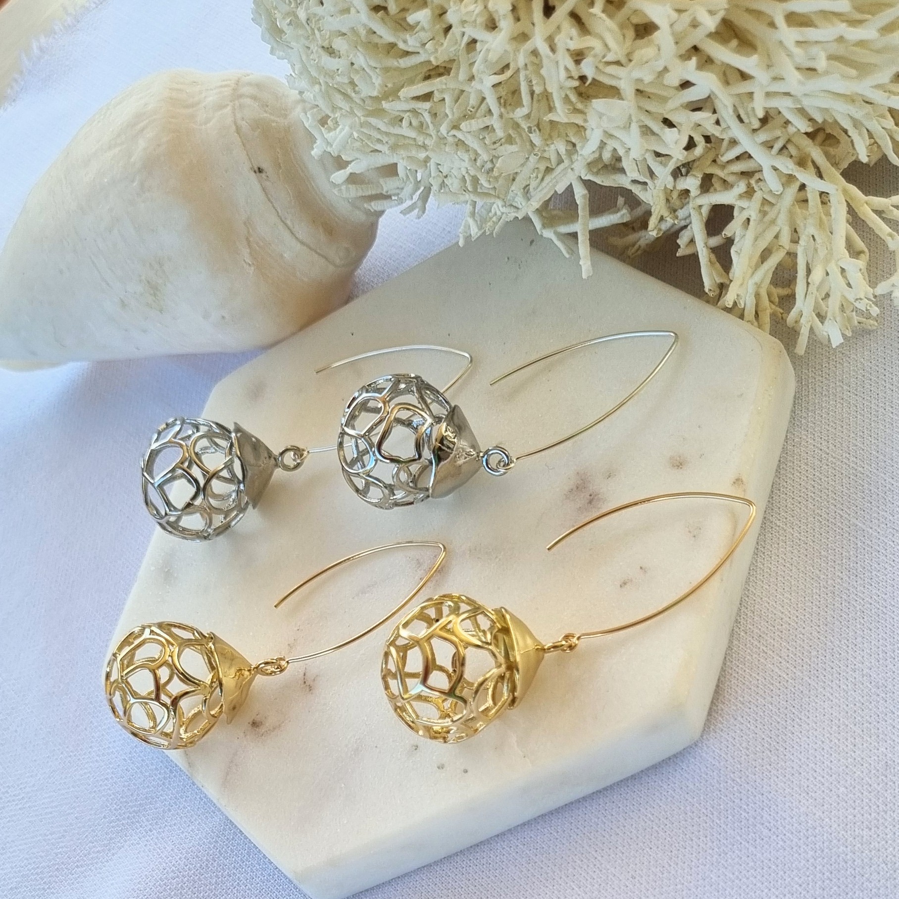 Baroque wire ball Earrings Sterling Silver or 14k Gold filled Earwires