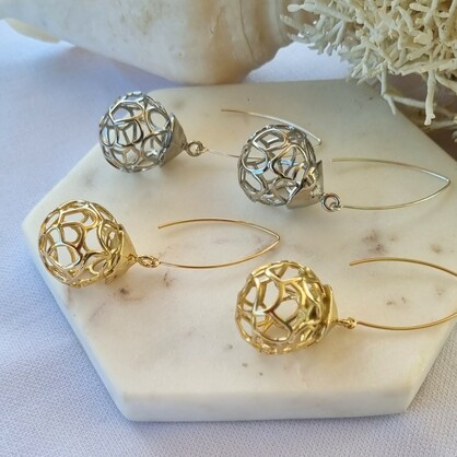 Baroque wire ball Earrings Sterling Silver or 14k Gold filled Earwires