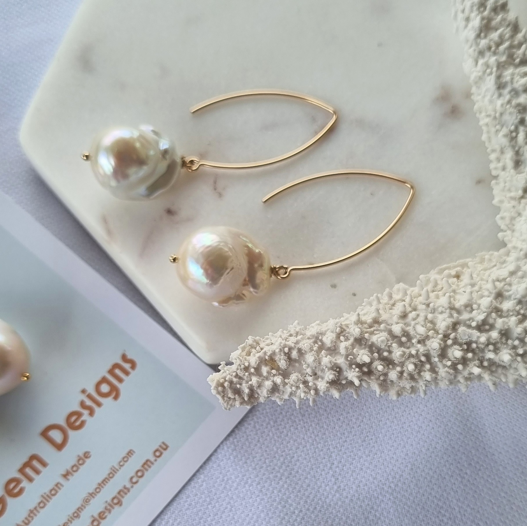 Lotus Large Baroque Freshwater Pearl drop Earrings
