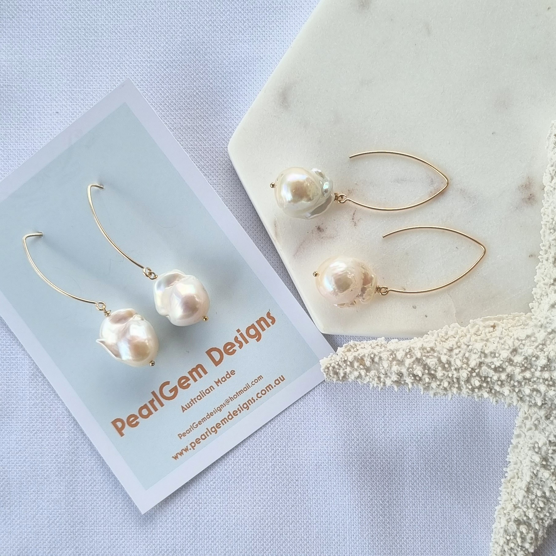 Lotus Large Baroque Freshwater Pearl drop Earrings