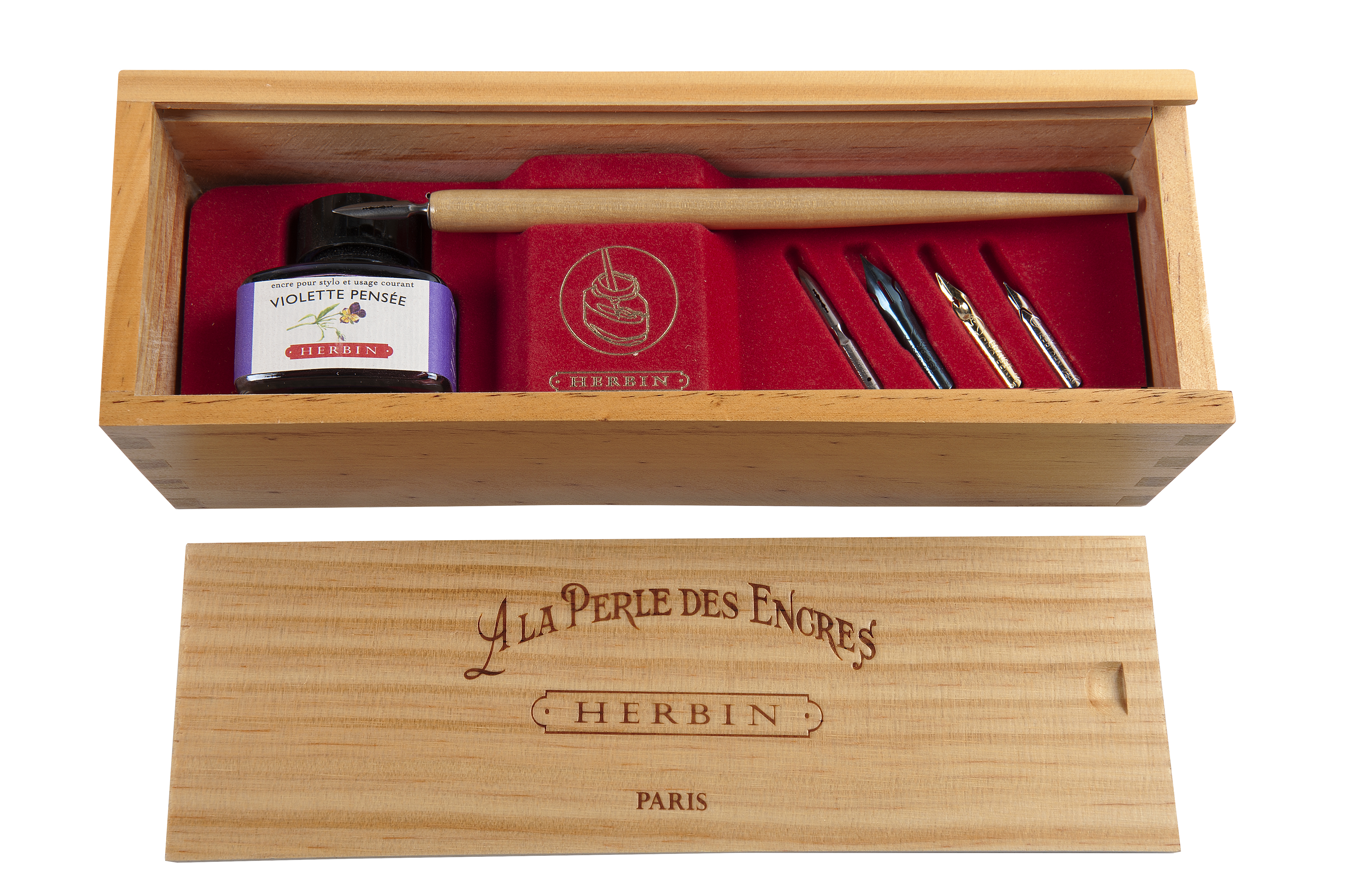 Jacques Herbin Wooden Box Writing Set - Purple Thought