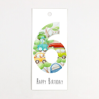 Birthday Card - No.6 Six Colourful Cars