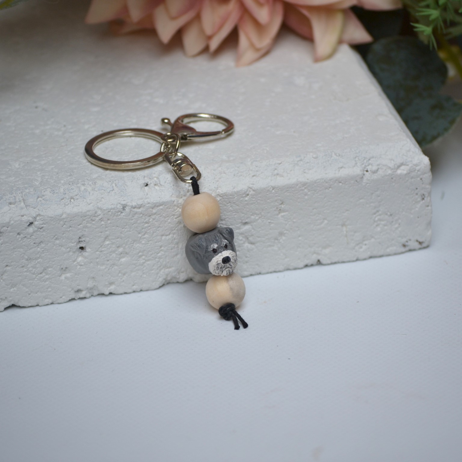 Schnauzer keyring - handmade mini schnauzer keychain