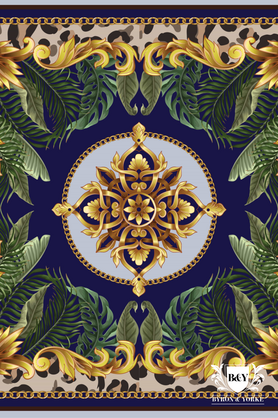 Giftboxed Microfibre Tea Towel Navy Leafy Elegance