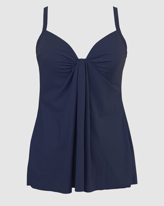 Rock Solid Marina Draped Underwire Tankini Top in Midnight in Midnight