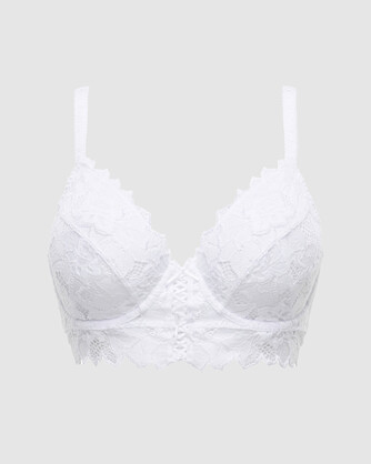 Arum Underwire Longline Lace Bustier Bra in White