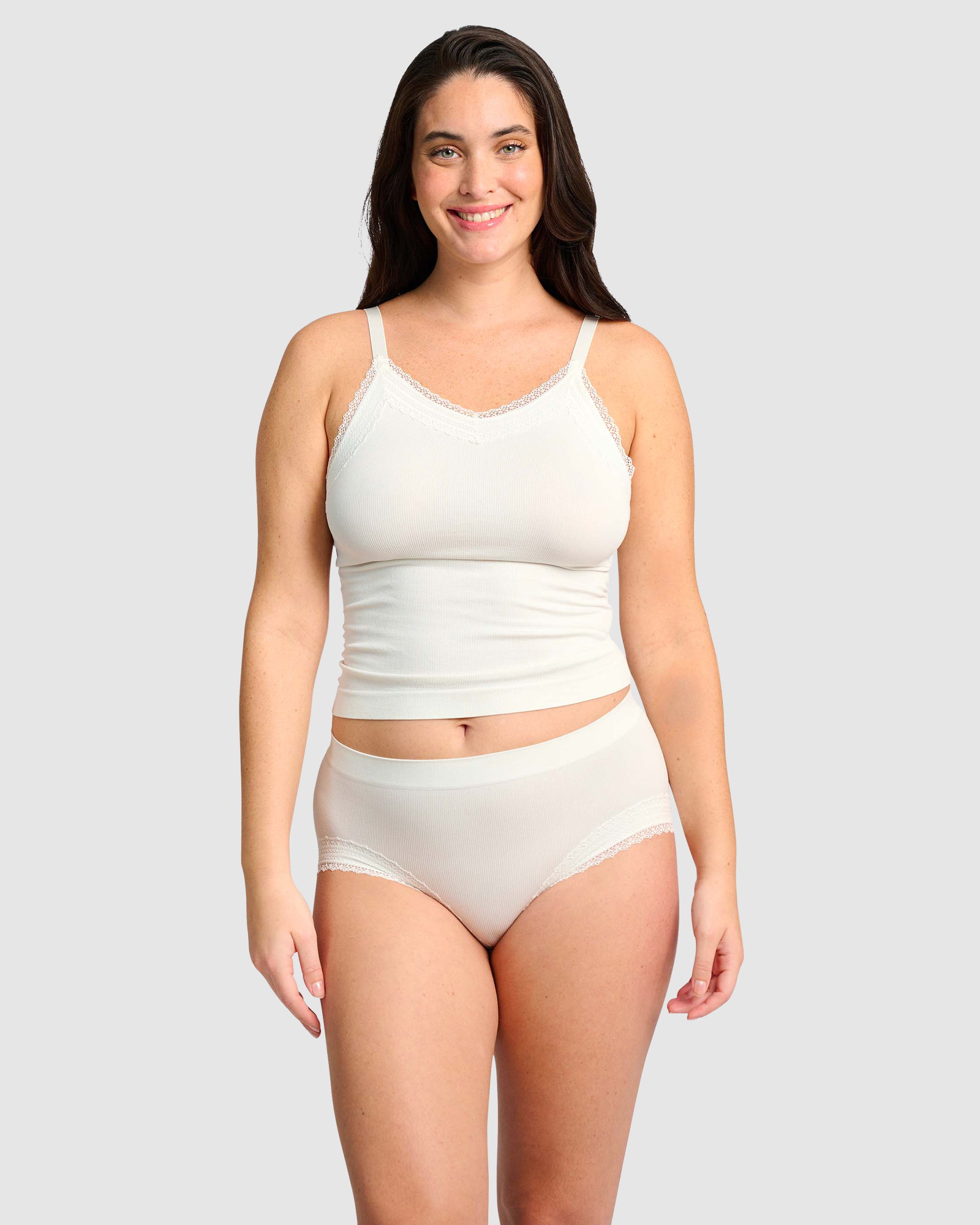 Agathe Ribbed Full Coverage Shorty Underwear in Ivory