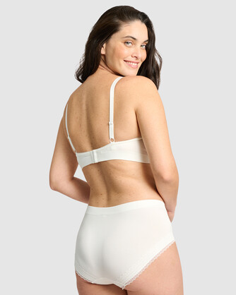 Agathe Ribbed Full Coverage Shorty Underwear in Ivory