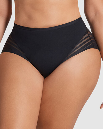 Lace Stripe Undetectable Seamless Shaping Brief In Black