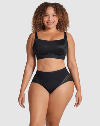 Lace Stripe Undetectable Seamless Shaping Brief In Black