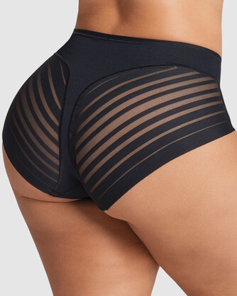 Lace Stripe Undetectable Seamless Shaping Brief In Black