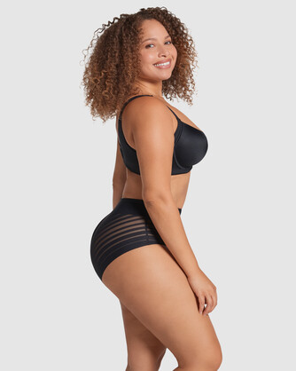 Lace Stripe Undetectable Seamless Shaping Brief In Black