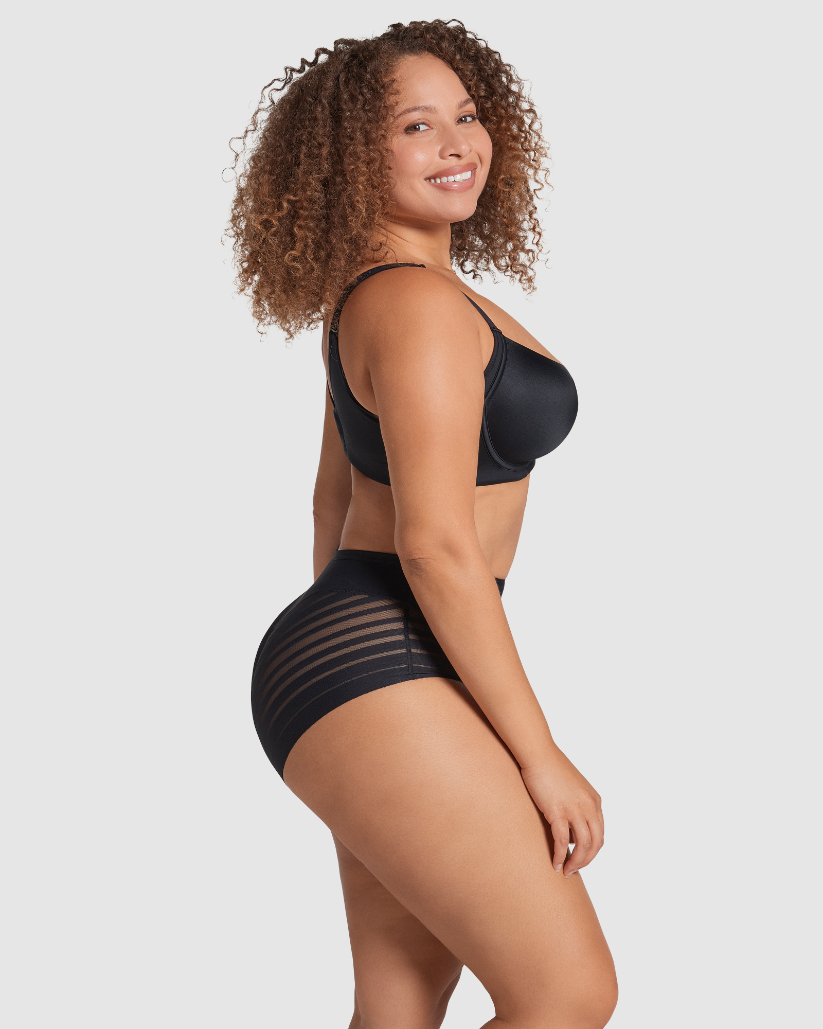 Lace Stripe Undetectable Seamless Shaping Brief In Black
