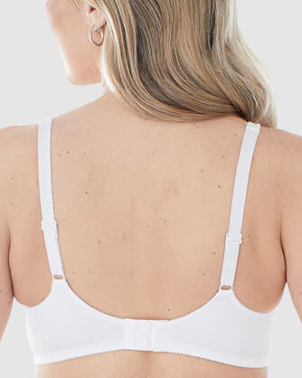 Satin Trim Wirefree Unlined Cotton Bra in White