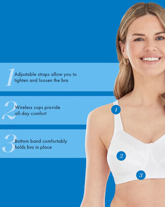 Satin Trim Wirefree Unlined Cotton Bra in White