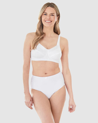 Satin Trim Wirefree Unlined Cotton Bra in White
