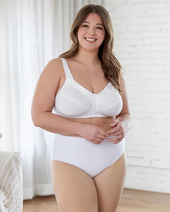 Satin Trim Wirefree Unlined Cotton Bra in White