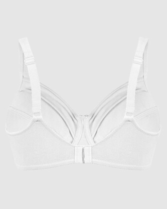 Satin Trim Wirefree Unlined Cotton Bra in White