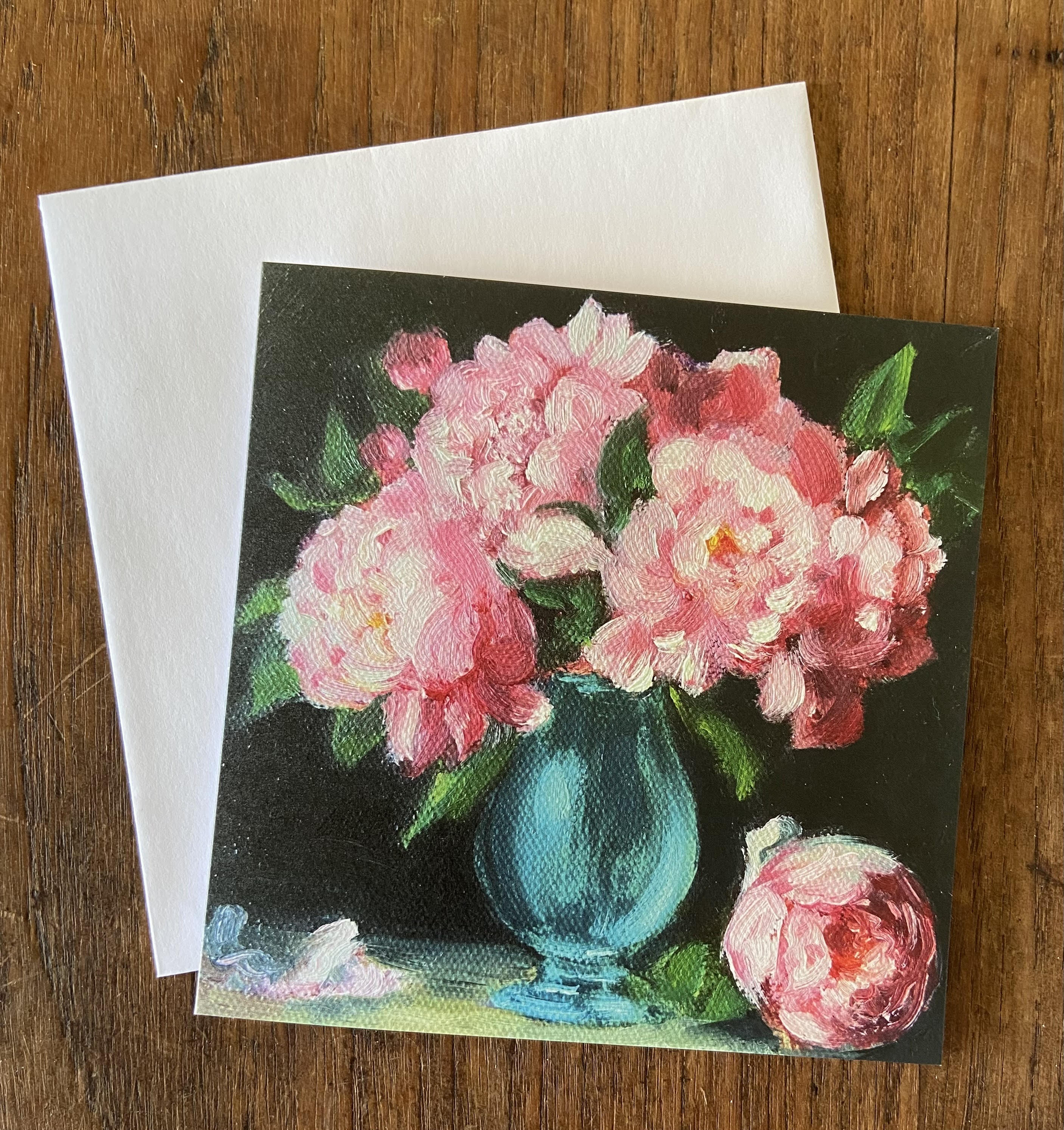 Pink Peonies Premium Greeting Card