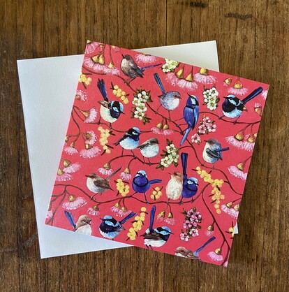 Rosy Wrens Premium Greeting Card