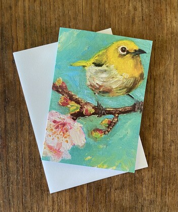 Silvereye & Blossoms Greeting Card