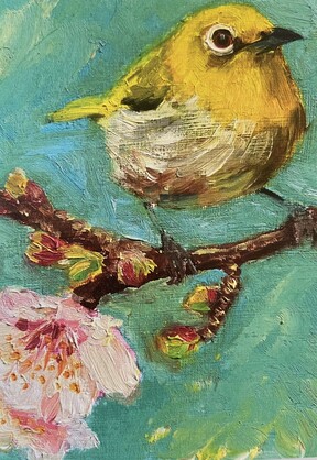 Silvereye & Blossoms Greeting Card