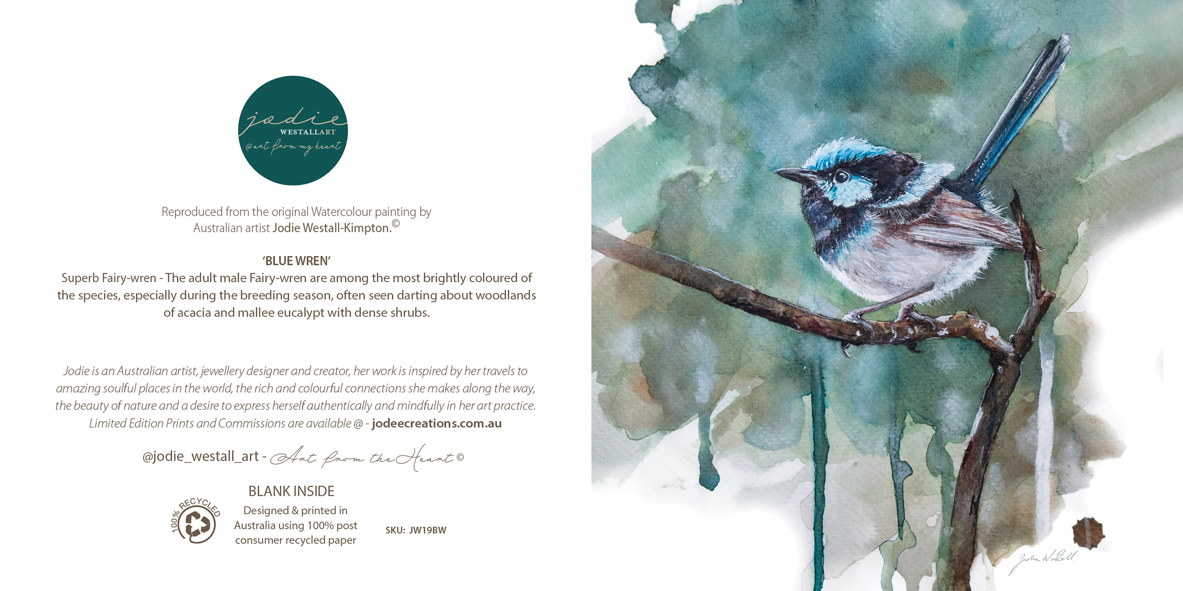 Blue Wren - Greeting Card