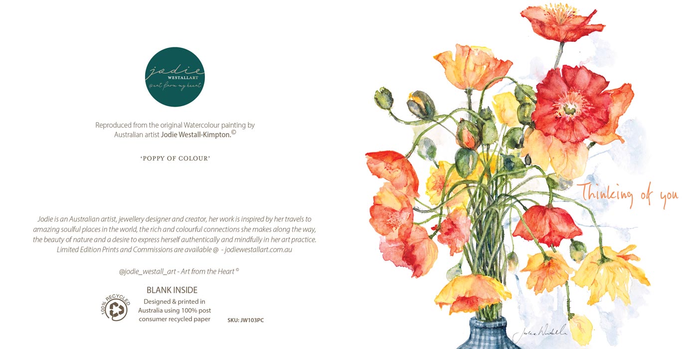 'Poppy of Colour' - Thinking of you Card
