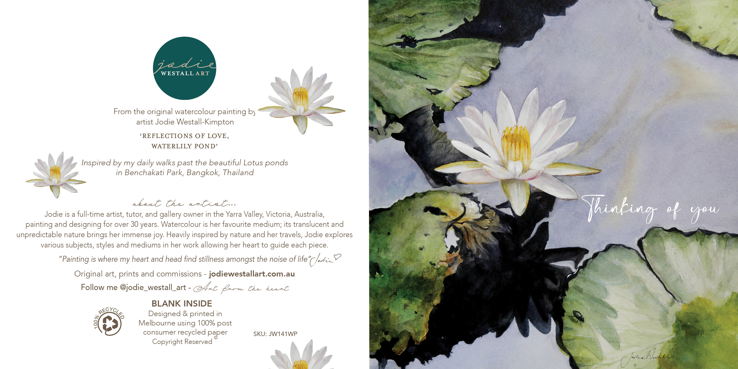 'Reflections of Love' Thinking of You - Artist Greeting Card