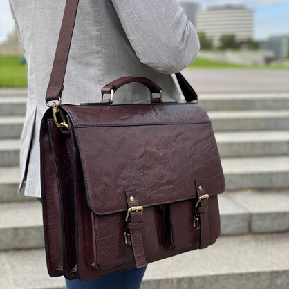 Pierre Cardin Mens Leather Business/Computer Bag in Brown (PC 3523 BRN)