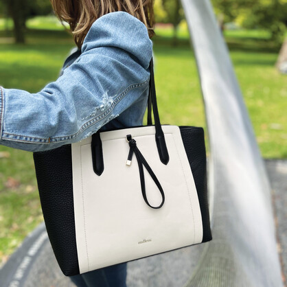 Milleni 2-tone Ladies Fashion Tote Handbag in Beige