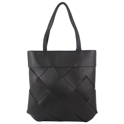 Milleni Ladies Woven Fashion Tote Handbag in Black