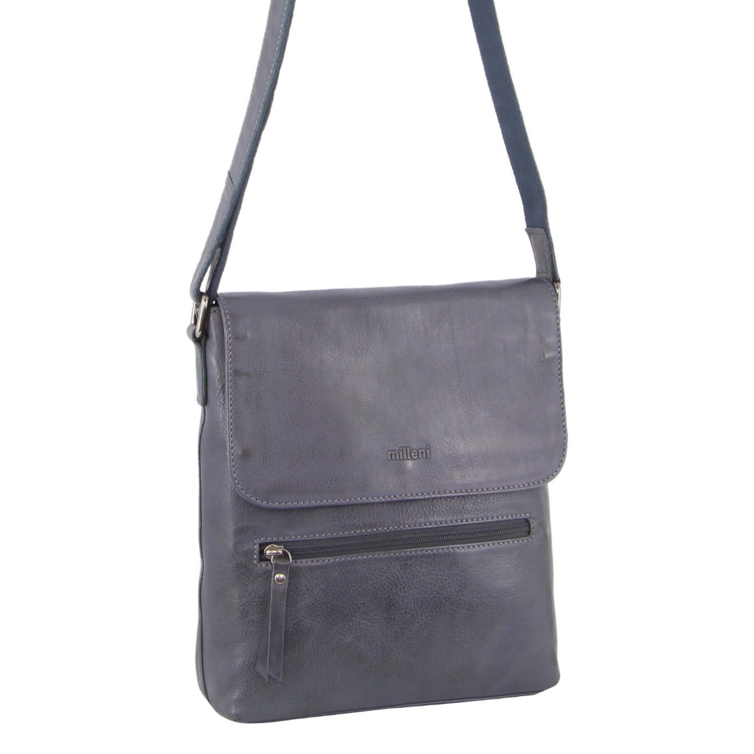 Milleni Ladies Nappa Leather Cross-Body Bag in Teal
