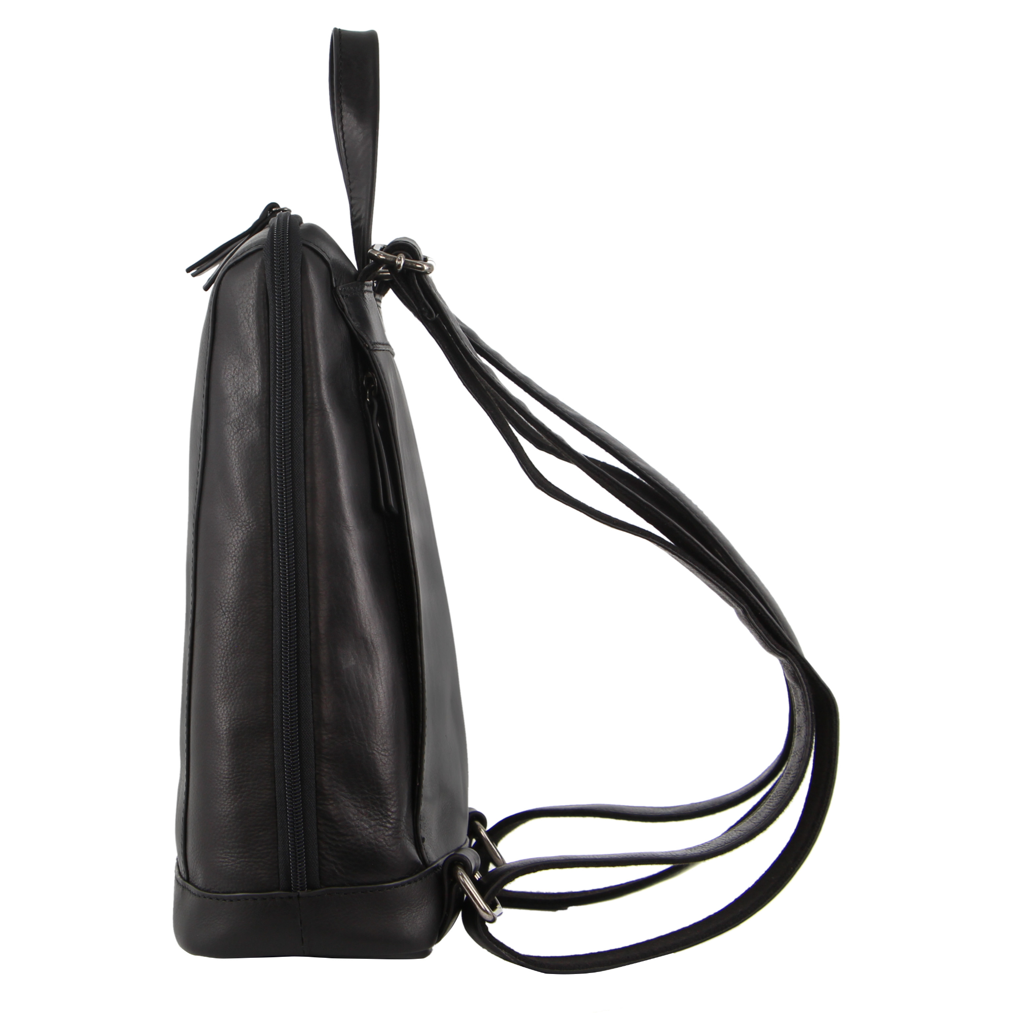 Milleni Ladies Nappa Leather Twin Zip Backpack in Black