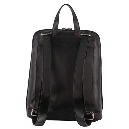 Milleni Ladies Nappa Leather Twin Zip Backpack in Black