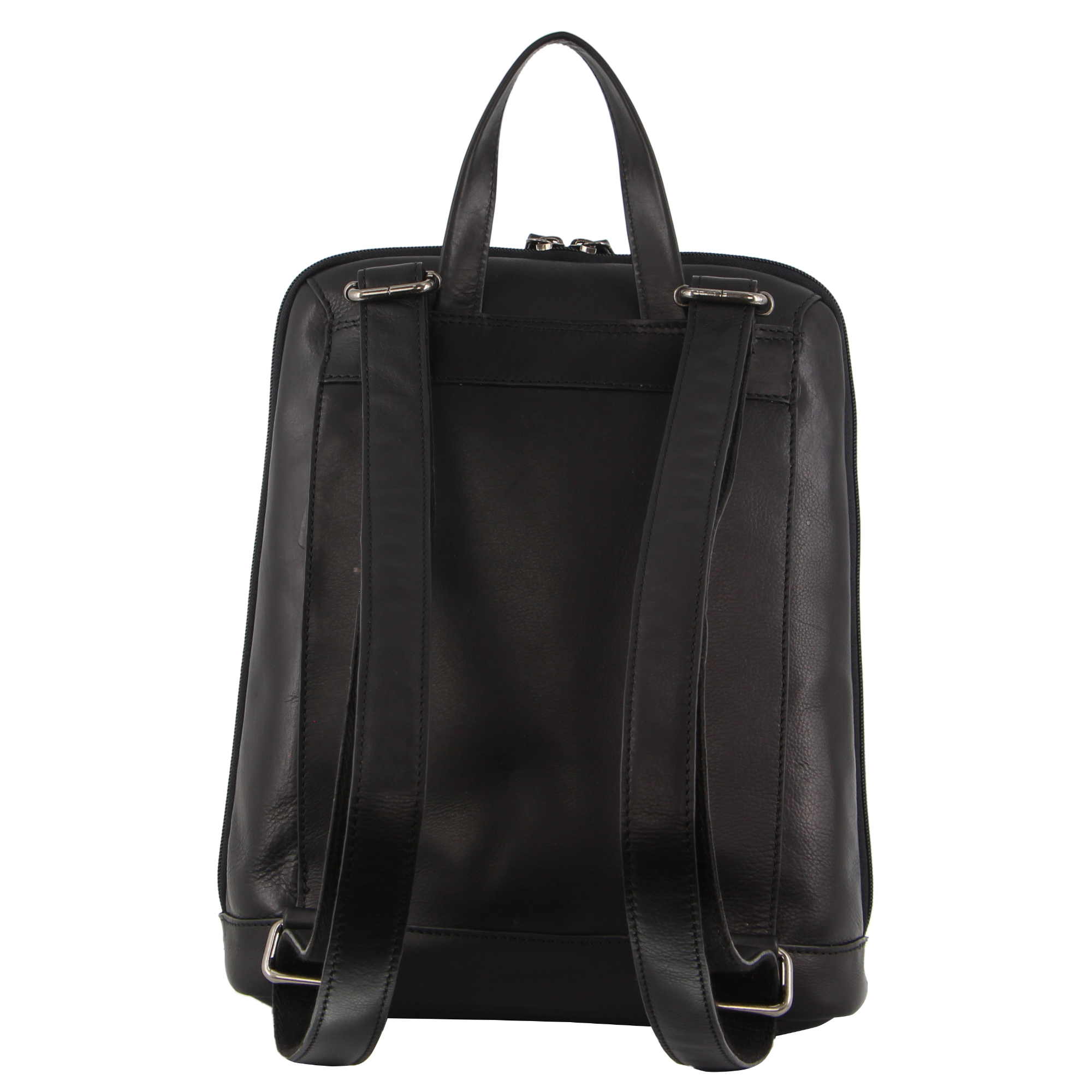 Milleni Ladies Nappa Leather Twin Zip Backpack in Black