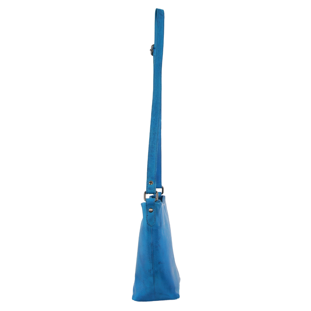 Milleni Ladies Nappa Leather Cross-Body Bag in Aqua
