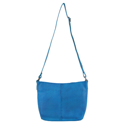 Milleni Ladies Nappa Leather Cross-Body Bag in Aqua