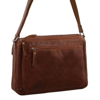Milleni Ladies Nappa Leather Crossbody Bag in Chestnut