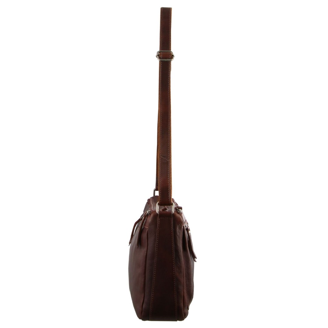 Milleni Ladies Nappa Leather Crossbody Bag in Chestnut