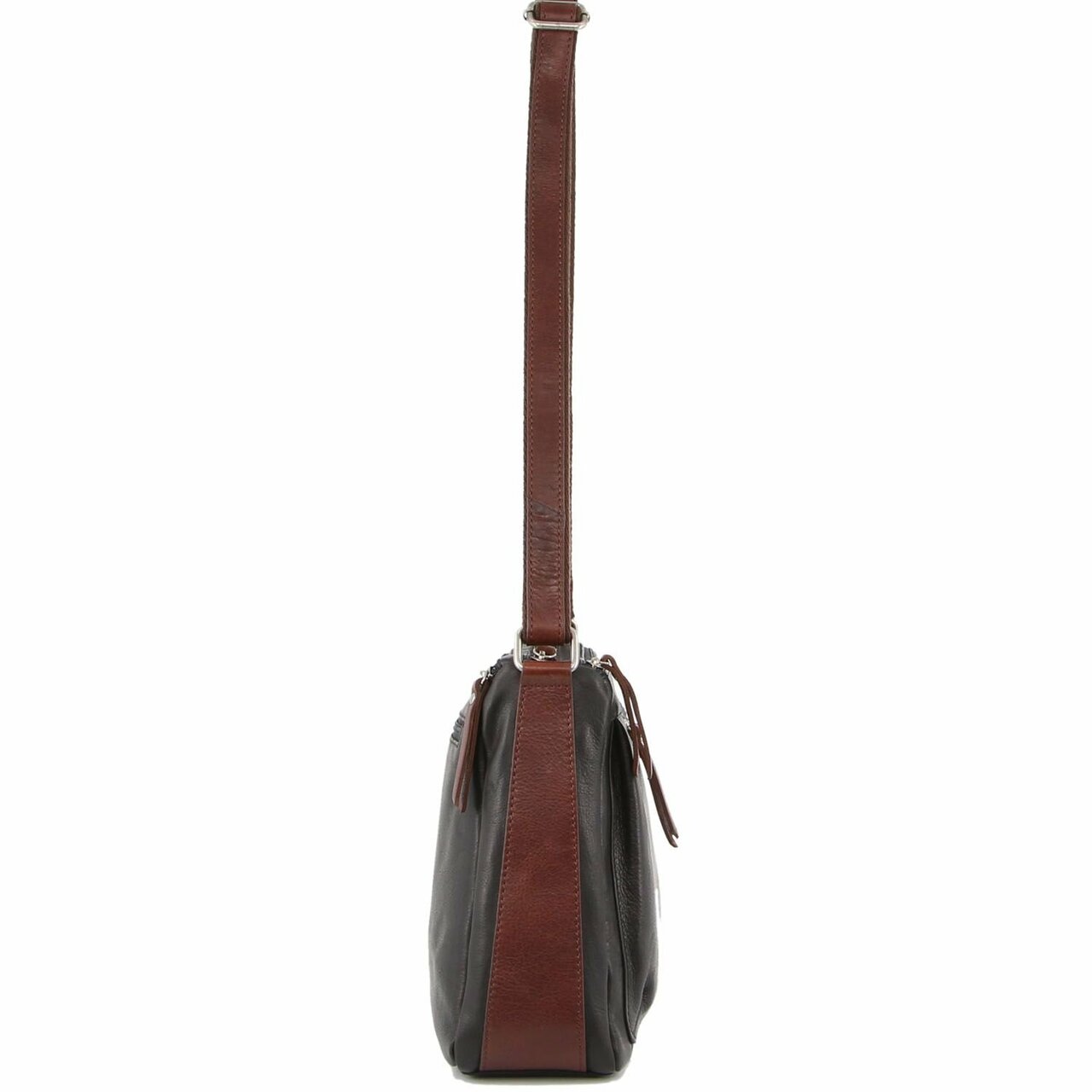 Wholesale Milleni Ladies Nappa Leather CrossBody Bag in BlackChestnut
