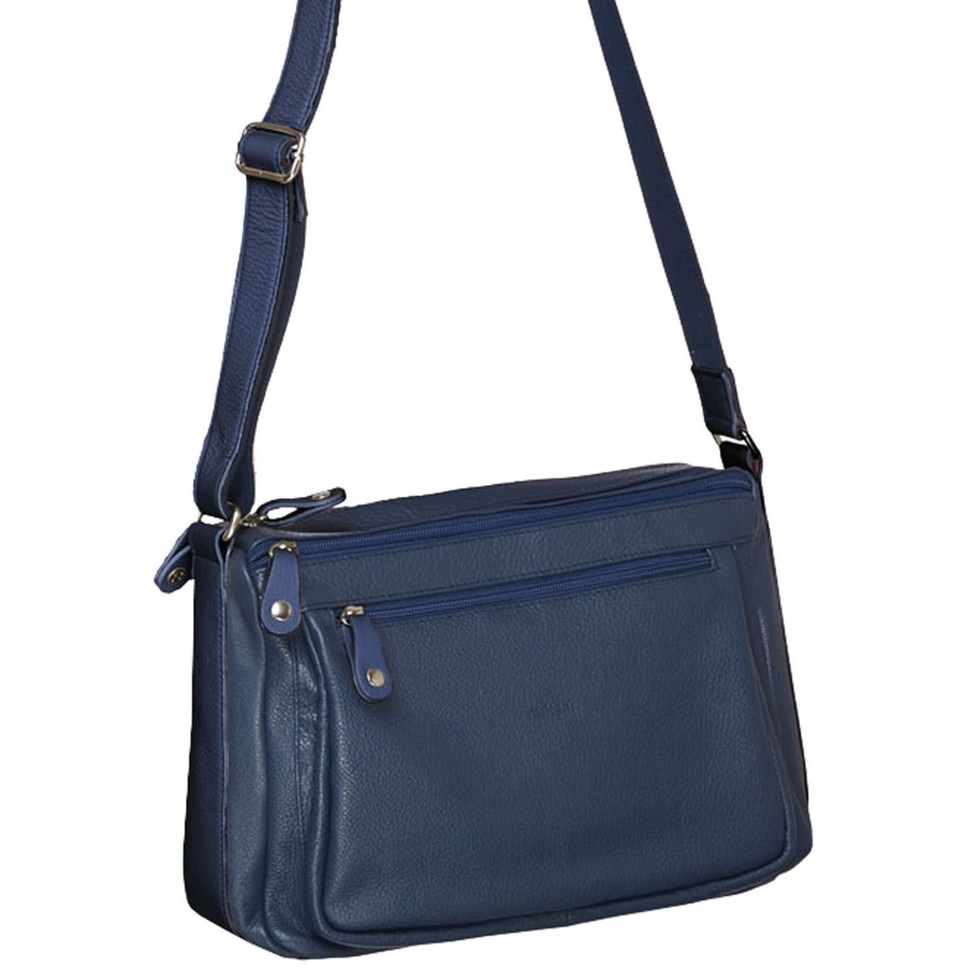 Milleni Ladies Nappa Leather CrossBody Bag in Navy