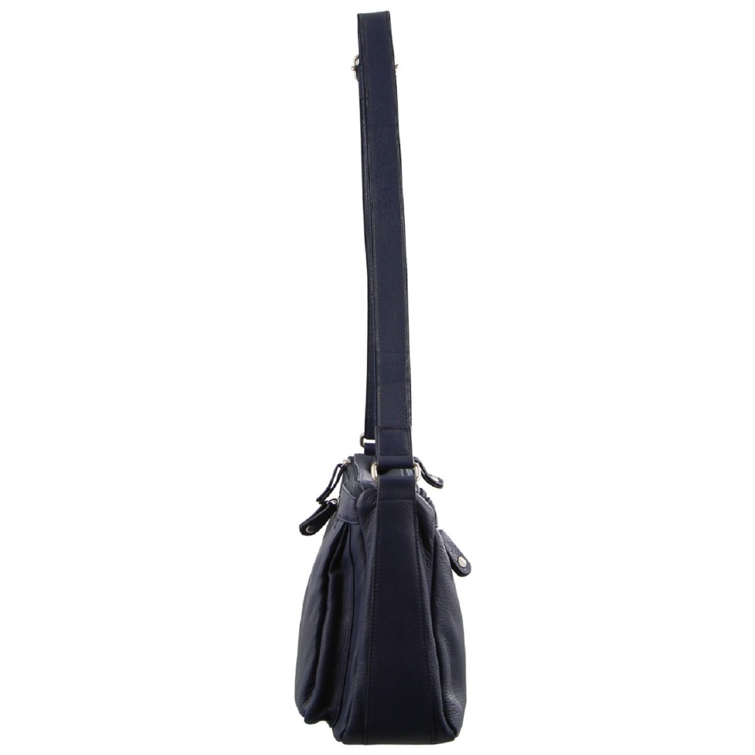 Milleni Ladies Nappa Leather CrossBody Bag in Navy