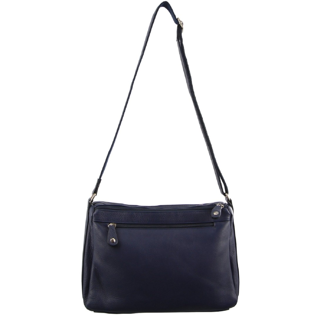 Milleni Ladies Nappa Leather CrossBody Bag in Navy