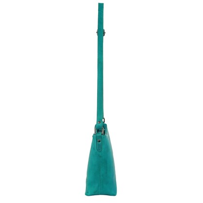 Milleni Ladies Nappa Leather Crossbody Bag in Turquoise