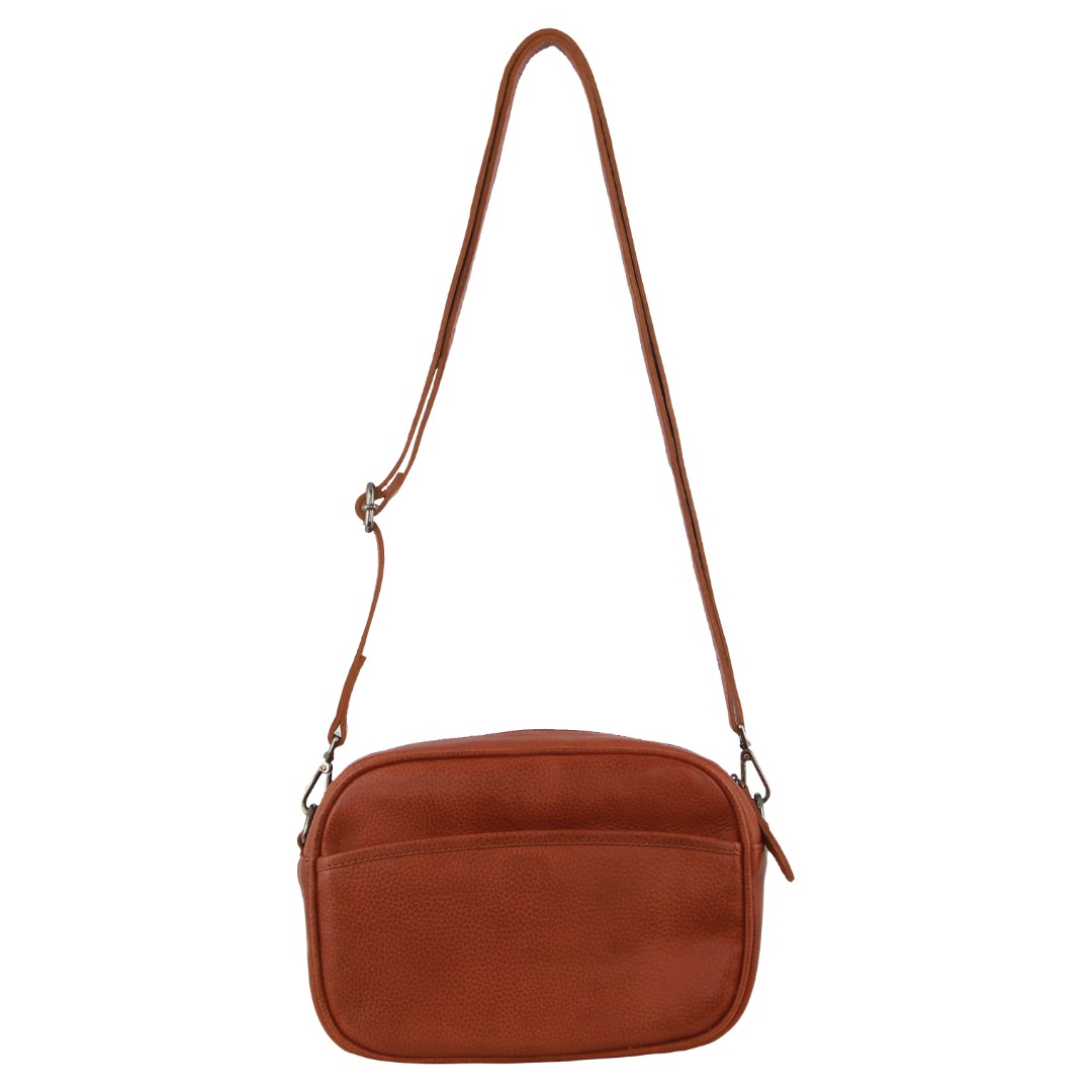 Milleni Ladies Nappa Leather Cross-Body Bag/Clutch in Cognac