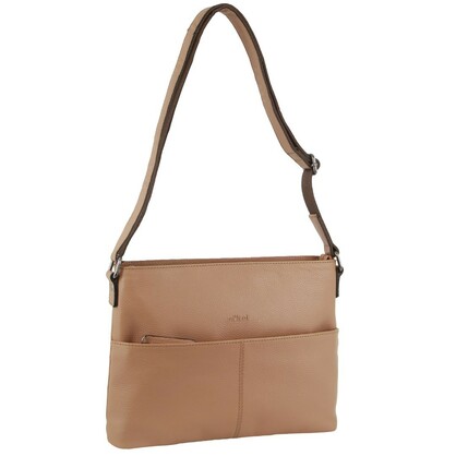 Milleni Ladies Nappa Leather Square Cross-Body Bag in Burro